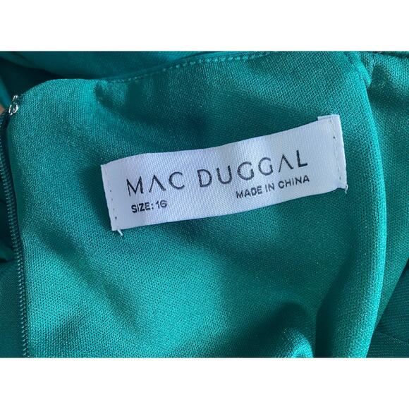 MAC DUGGAL DRESS GOWN 16 GREEN MOTHER OF BRIDE BRIDESMAID HOLIDAYS FORMAL - Picture 5 of 16